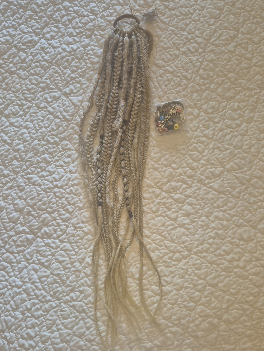 Synthetic Blonde Braided Hair Extensions For A Ponytail Or Updo with Beads NWT